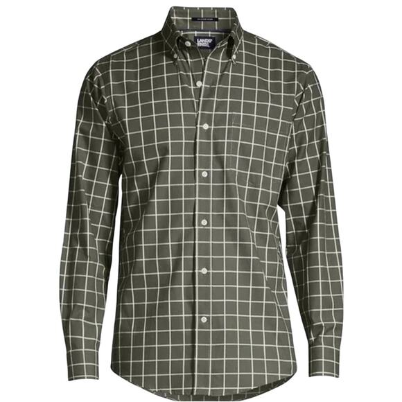 Land's End Mens Tailored Fit No Iron Twill Long Sleeve Shirt - Picture 1 of 5